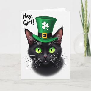 Green Hat Black Cat Card