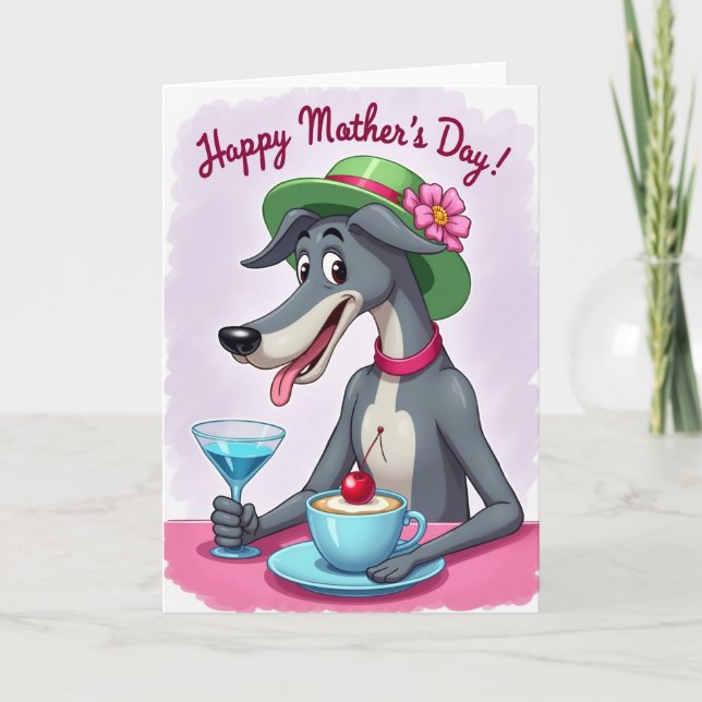 Green Hat Canine Mothers Day Card (Front)
