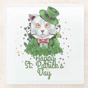 Green hat lucky Shamrock St. Patrick's Day Glass Coaster