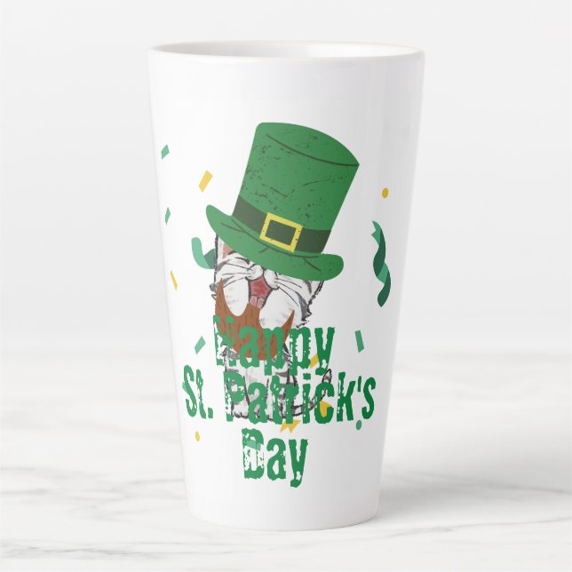 Green hat lucky Shamrock  St. Patrick's Day   Latte Mug (Front)