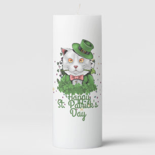 Green hat lucky Shamrock St. Patrick's Day Pillar Candle