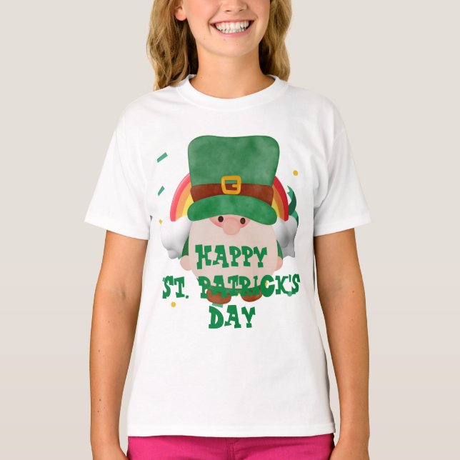 Green hat lucky Shamrock  St. Patrick's Day T-Shirt (Front)