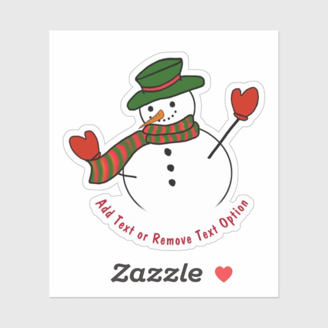 Green Hat on Snowman Christmas Sticker (Sheet)