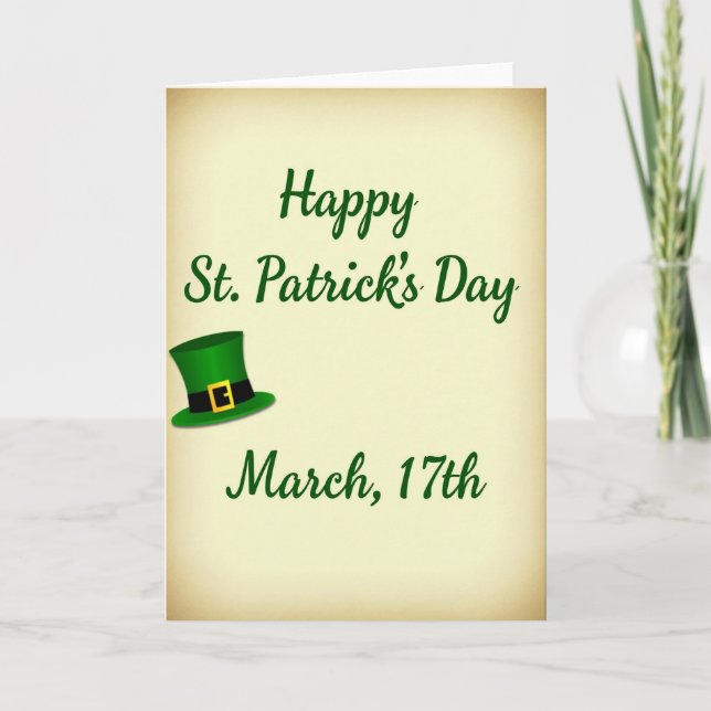 Green Hat Pattern Holiday Card (Front)