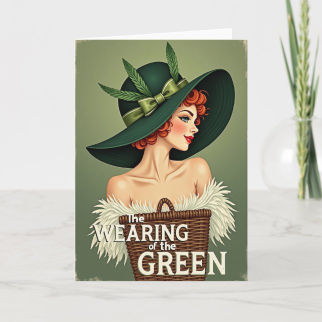 Green Hat Pinup Art Card (Front)