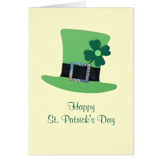 Green hat with clover for St. Patrick's day Cards (Front)