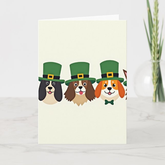 Green Hats Dog Pattern Card (Front)