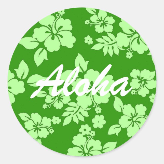 Green Hawaiian Classic Round Sticker (Front)