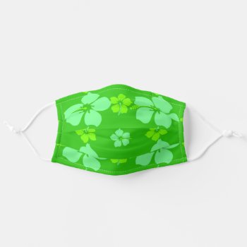 Green Hawaiian Flower Face Mask by Zulibby at Zazzle
