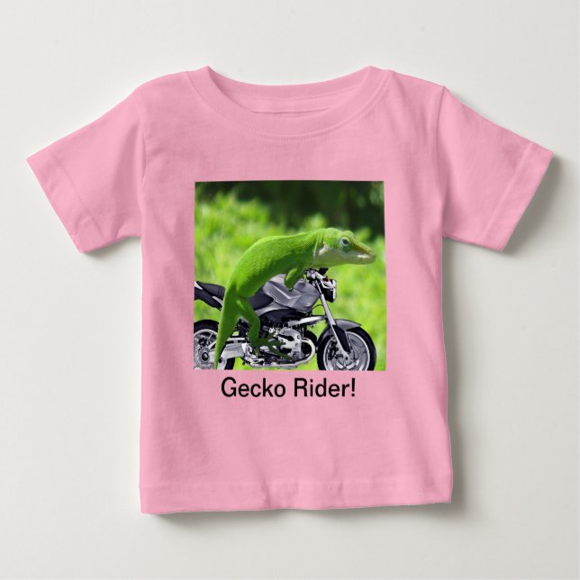 Green Hawaiian Gecko Rider Baby T-Shirt (Front)