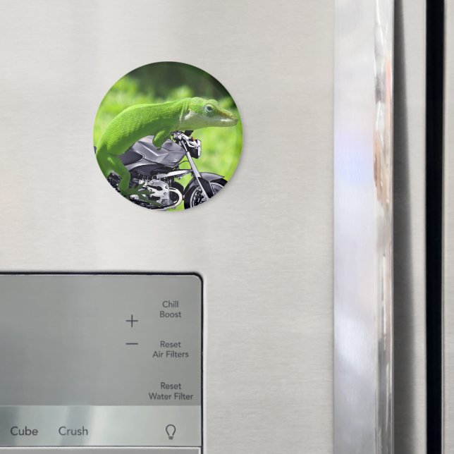 Green Hawaiian Gecko Rider Magnet (In Situ (Fridge))