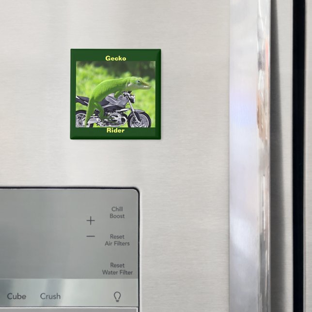 Green Hawaiian Gecko Rider Magnet (In Situ (Fridge))