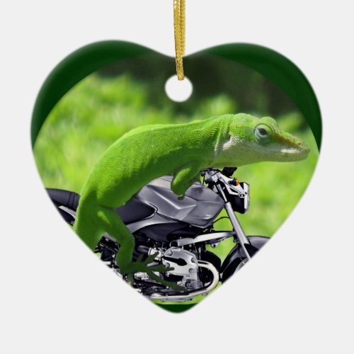 Green Hawaiian Gecko Rider Ornament