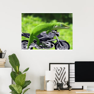 Green Hawaiian Gecko Rider Poster