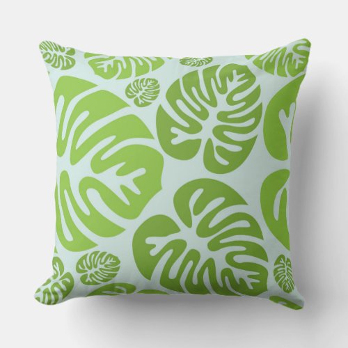 Green Hawaiian Leafy Decorator Pillow