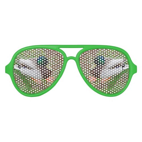 Green Head Duck Retro Party ShadesGreen Aviator Sunglasses