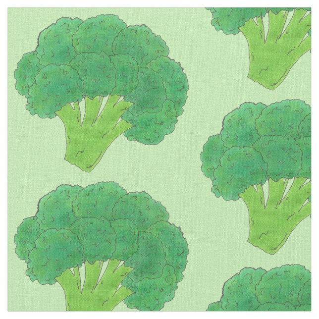 Green Head of Broccoli Veggie Vegetable Veg Garden Fabric (Close Up)