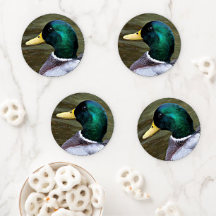 Green Headed Mallard Duck Coaster Set