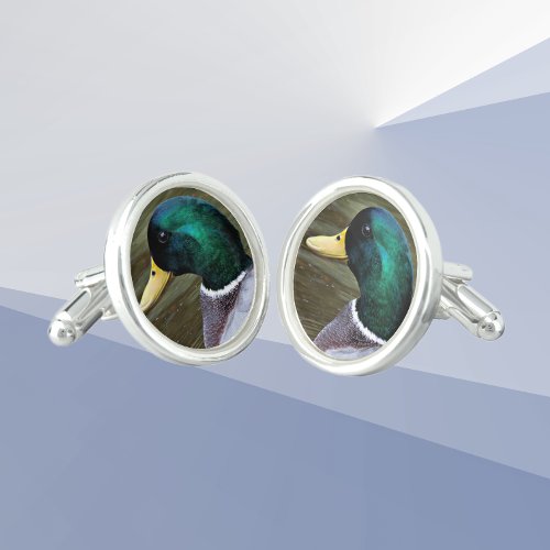 Green Headed Mallard Duck Cufflinks