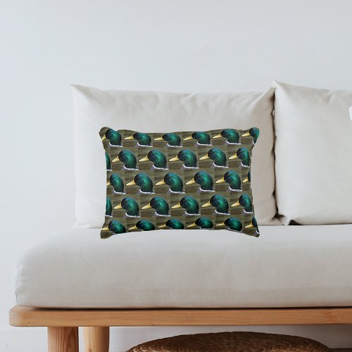 Green Headed Mallard Duck Pattern Accent Pillow