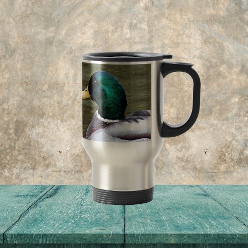 Green Headed Mallard Duck Travel Mug