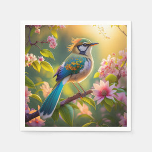 Green Headed Teal Winged Fantasy Bird Napkins