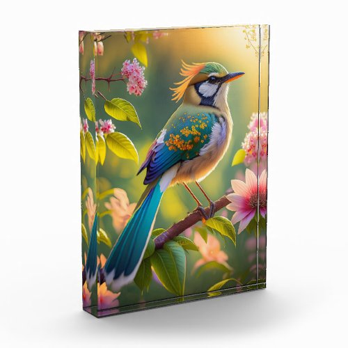 Green Headed Teal Winged Fantasy Bird Photo Block