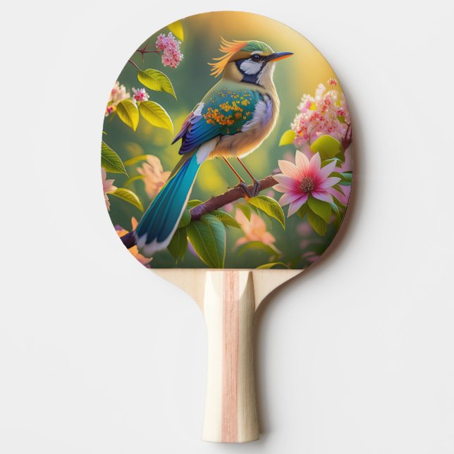 Green Headed Teal Winged Fantasy Bird Ping Pong Paddle (Front)
