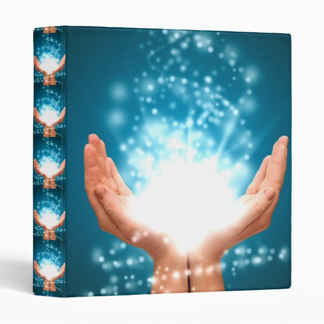 Green healing hands chakra Reiki energy zen yoga 3 Ring Binder (Front/Spine)