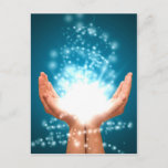 Green healing hands chakra Reiki energy zen yoga Postcard