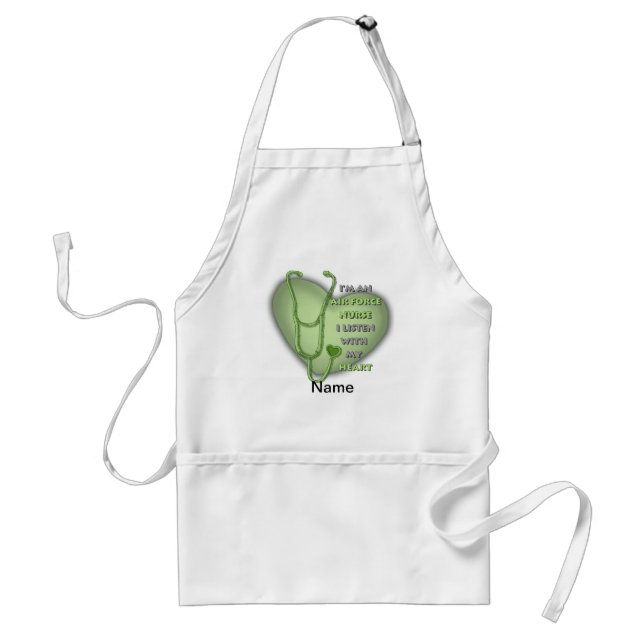 Green Heart Air Force Nurse Adult Apron (Front)