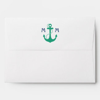 Green Heart Anchor Monogram Envelope