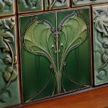 Green Heart Backsplash Repro Art Nouveau Ceramic Tile<br><div class="desc">Welcome to CreaTile! Here you will find handmade tile designs that I have personally crafted and vintage ceramic and porcelain clay tiles, whether stained or natural. I love to design tile and ceramic products, hoping to give you a way to transform your home into something you enjoy visiting again and...</div>