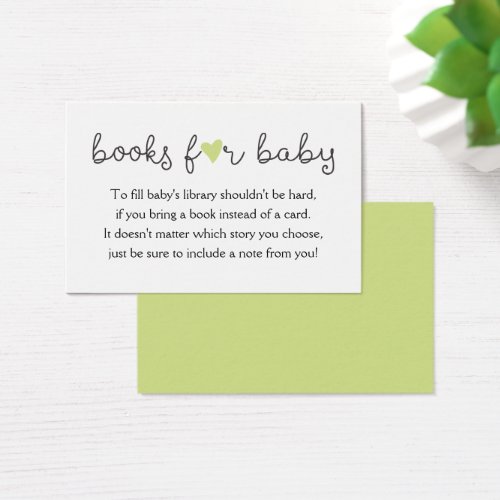 Green Heart Bring a Book Request Baby Shower