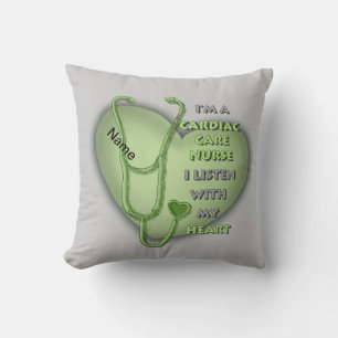 Green Heart Cardiac Care nurse Throw Pillow