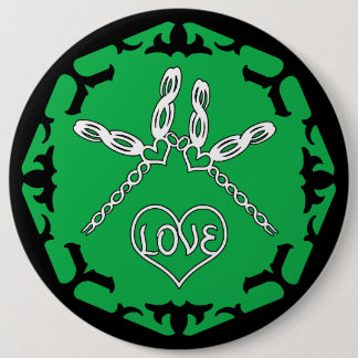 Green Heart Chakra "Love" Dragonfly Design Button