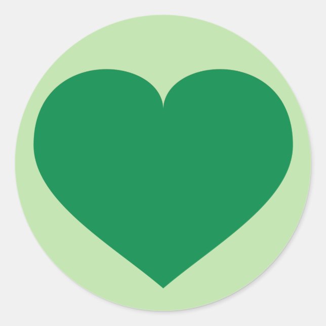 Green heart classic round sticker (Front)