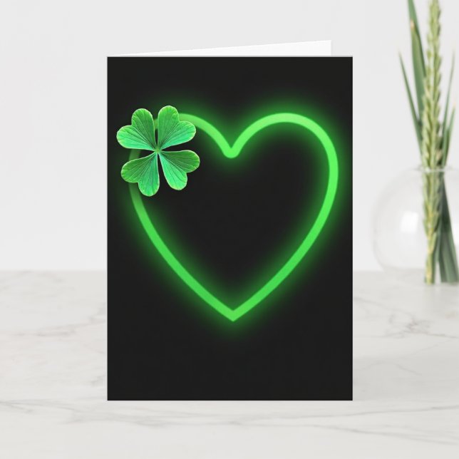 Green Heart Clover Luck Card (Front)