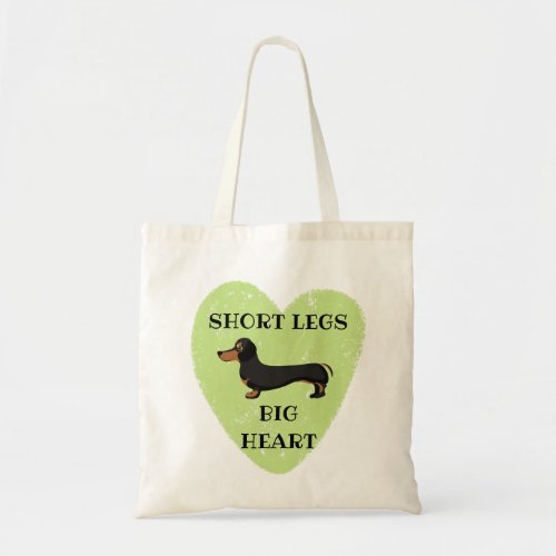 Green Heart Dachshund Short Legs Big Heart Tote Bag