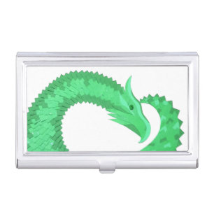 Green heart dragon on white case for business cards