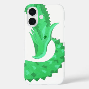 Green heart dragon on white iPhone 16 case