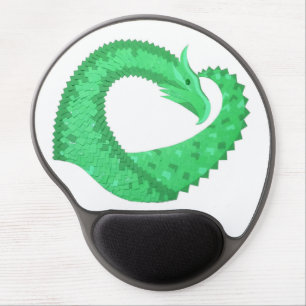 Green heart dragon on white gel mouse pad