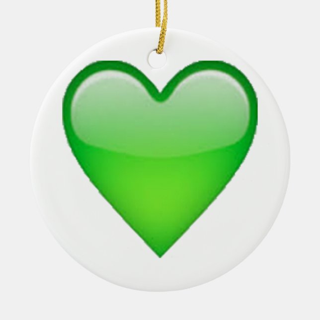 Green Heart - Emoji Ceramic Ornament (Front)