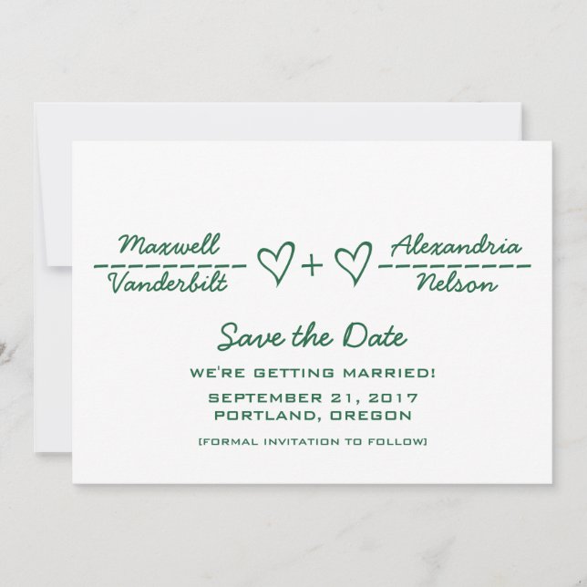 Green Heart Equation Save the Date Invite (Front)