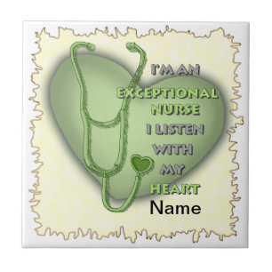 Green heart exceptional nurse  ceramic tile