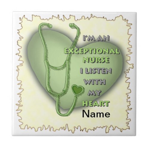 Green heart Exceptional Nurse  Ceramic Tile