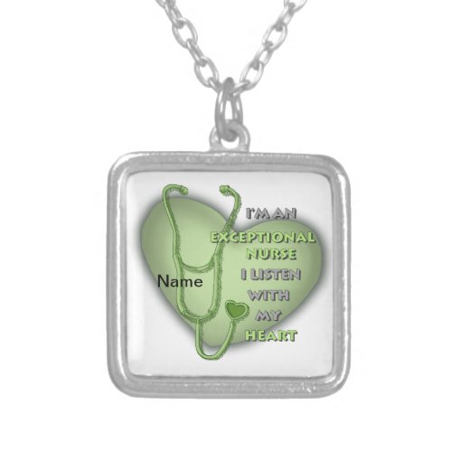 Green heart Exceptional Nurse  Necklace