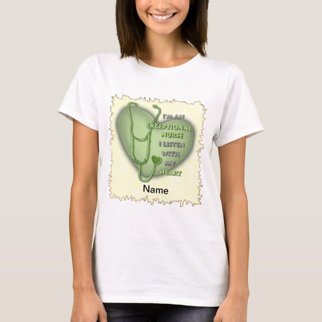 Green heart exceptional nurse  T-Shirt (Front)