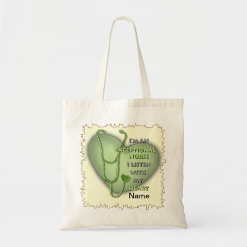 Green heart Exceptional Nurse  Tote Bag