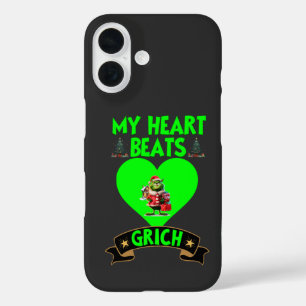 Green Heart Grinch Christmas Love Festive Holiday iPhone 16 Case